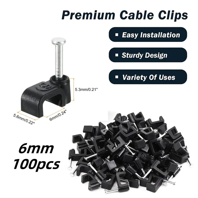 CABLE CLIP BLACK 6MM 100pcs