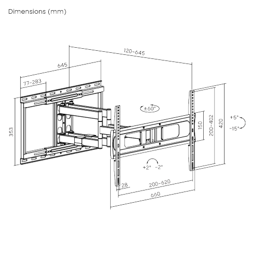 Heavy-Duty Full-Motion TV Wall Mount with Lateral Shift Wall Plate 37''-86''