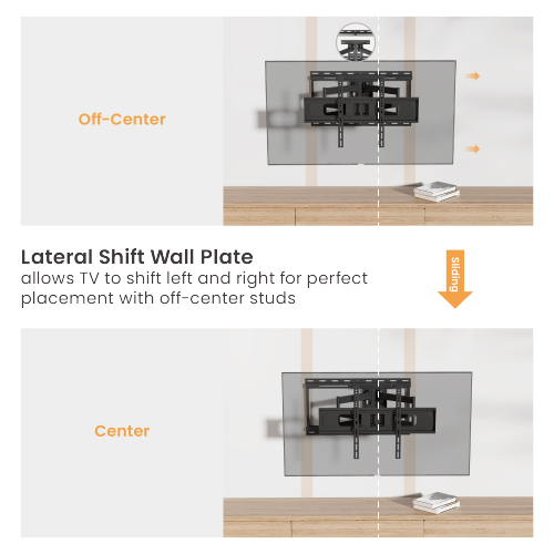 Heavy-Duty Full-Motion TV Wall Mount with Lateral Shift Wall Plate 37''-86''